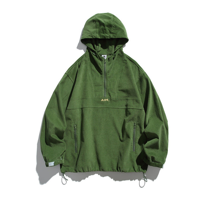 Unisex Oversize Hooded Anorak with Half Zip, Drawstring and Zipper Pockets Mune Fashion