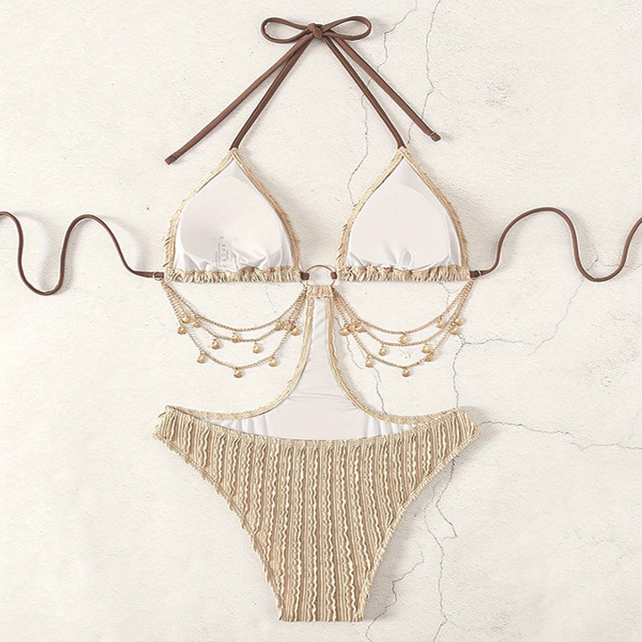 Women's triangle bikini with fashionable jewelry detail Mune Fashion