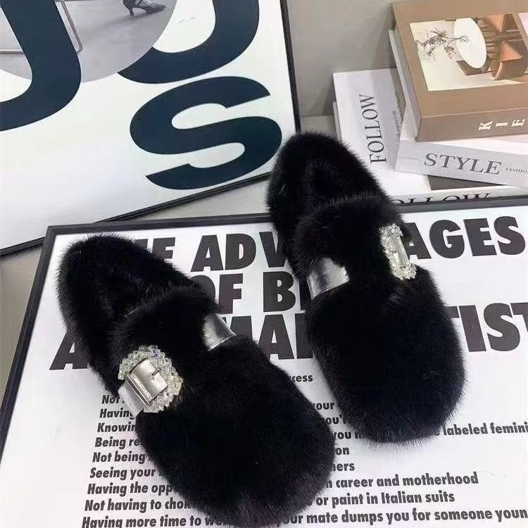 Ladies Luxury Slippers with Glamorous Decor Mune Fashion