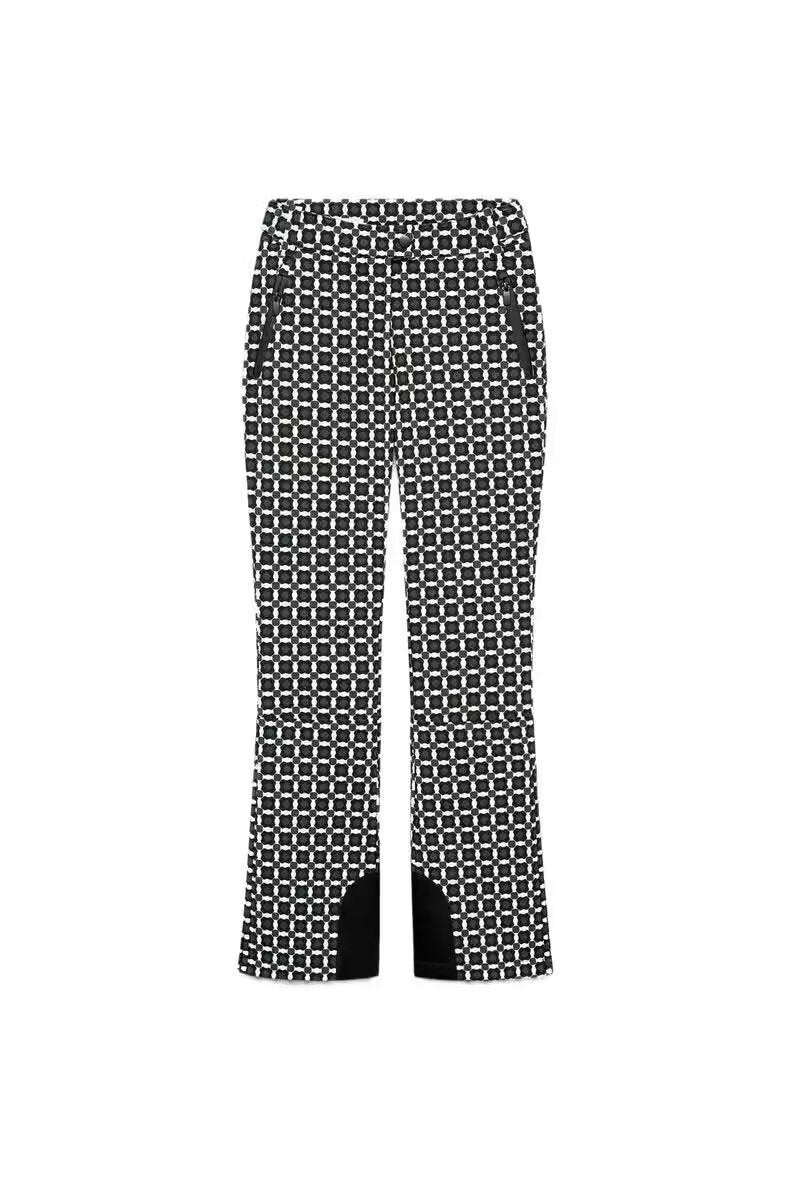 Women's Patterned Stretch Jogging Pants with Flared Leg, Elastic Drawstring Waistband and Zipper Pockets Mune Fashion