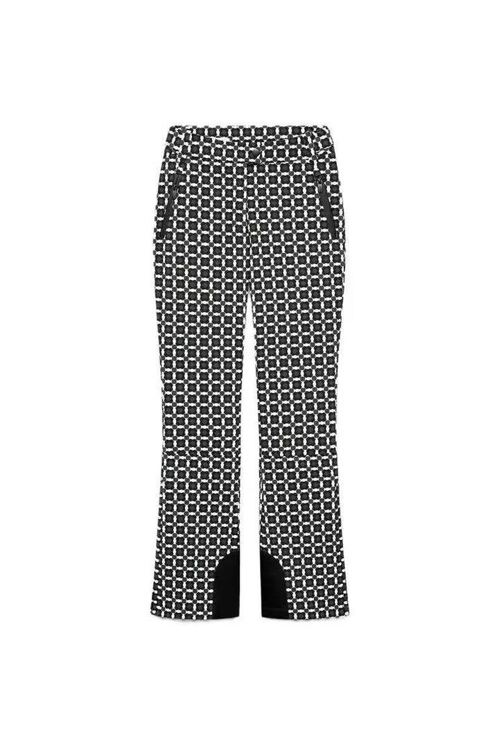 Women's Patterned Stretch Jogging Pants with Flared Leg, Elastic Drawstring Waistband and Zipper Pockets Mune Fashion