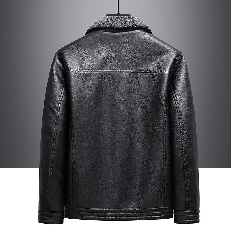 Men's Elegant Faux Leather Jacket with Teddy Lining Mune Fashion