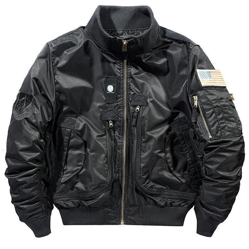 Men's flight bomber jacket with multiple zip pockets and ribbed cuffs Mune Fashion
