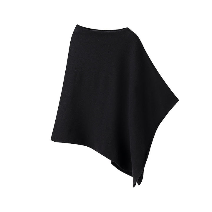 Women's nan asymmetrical knit poncho with a light fall, open side section, and fine structure Mune Fashion