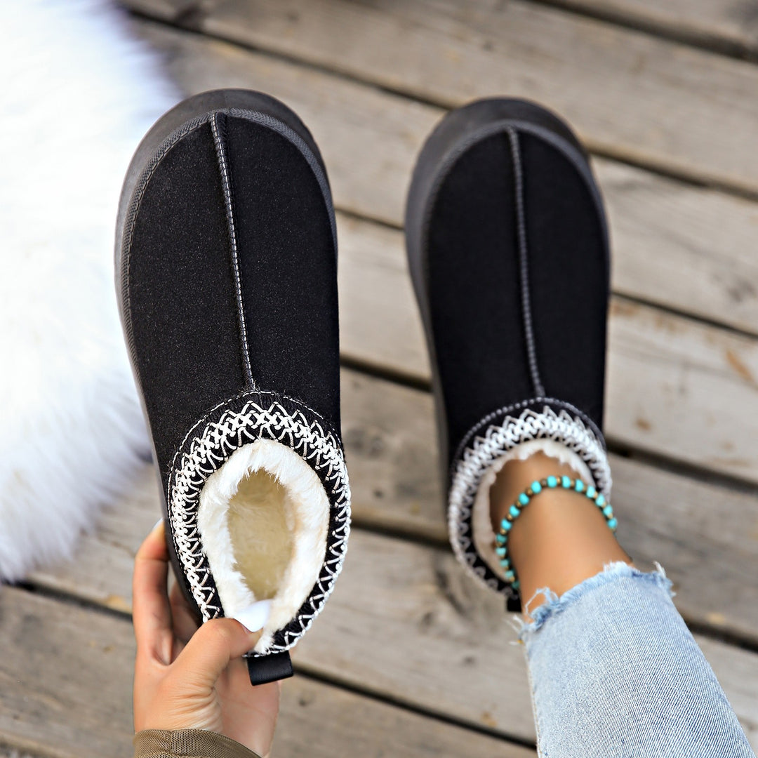 Women's Lined Slippers-Mules with Teddy Lining and Decorative Knit Trim Mune Fashion