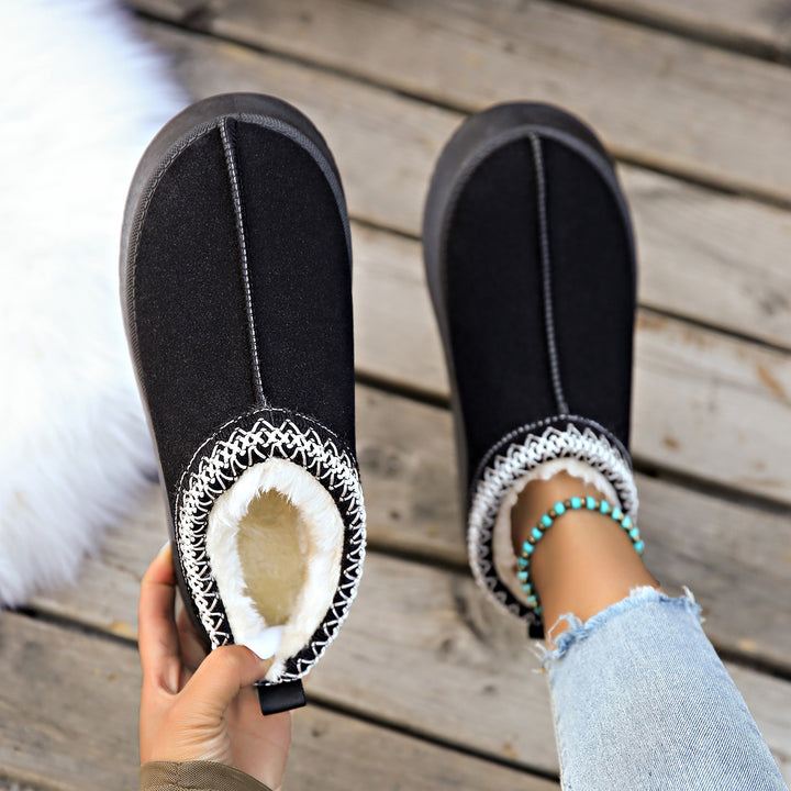 Women's Lined Slippers-Mules with Teddy Lining and Decorative Knit Trim Mune Fashion