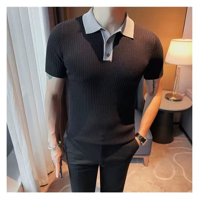 Men's Short Sleeve Polo Shirt with Ribbed Structure Mune Fashion