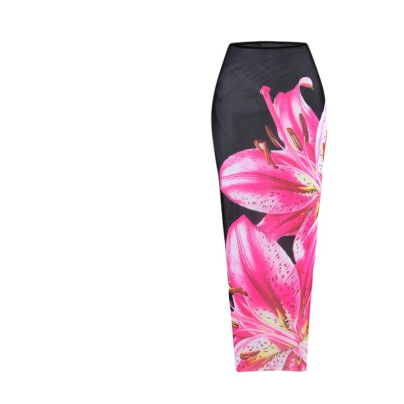 Women's bikini set with floral wrap skirt Mune Fashion