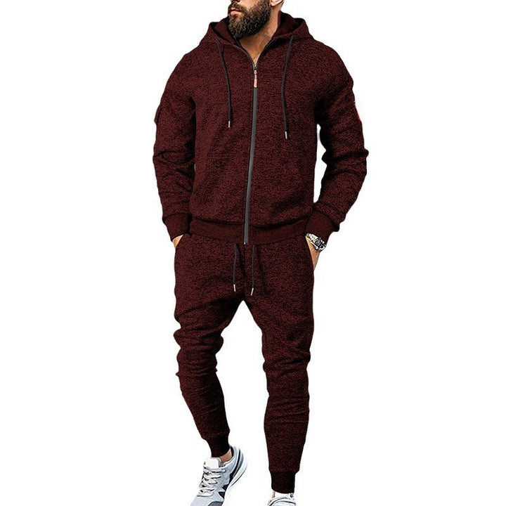 Men's marled hoodie sweat set with full zip, zip arm pocket, and drawstring joggers Mune Fashion