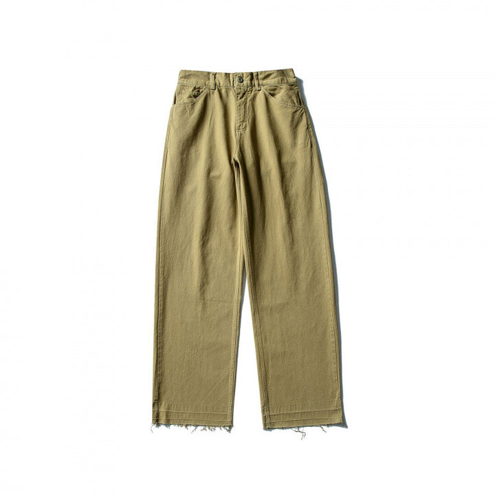 Ladies Wide High-Waist Jeans with Straight Leg and Raw Hem Mune Fashion