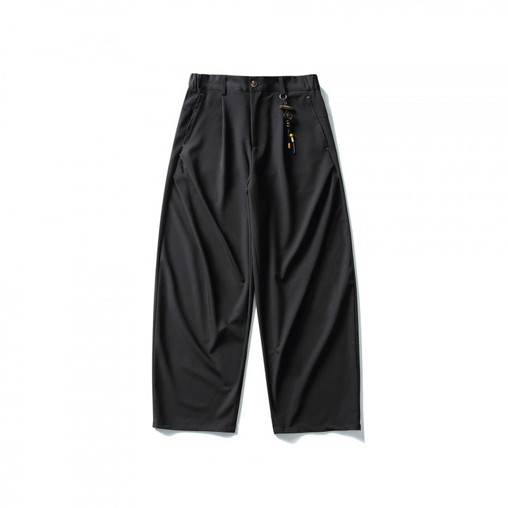 Men's Wide Pleated Culotte Pants with Low Crotch Mune Fashion