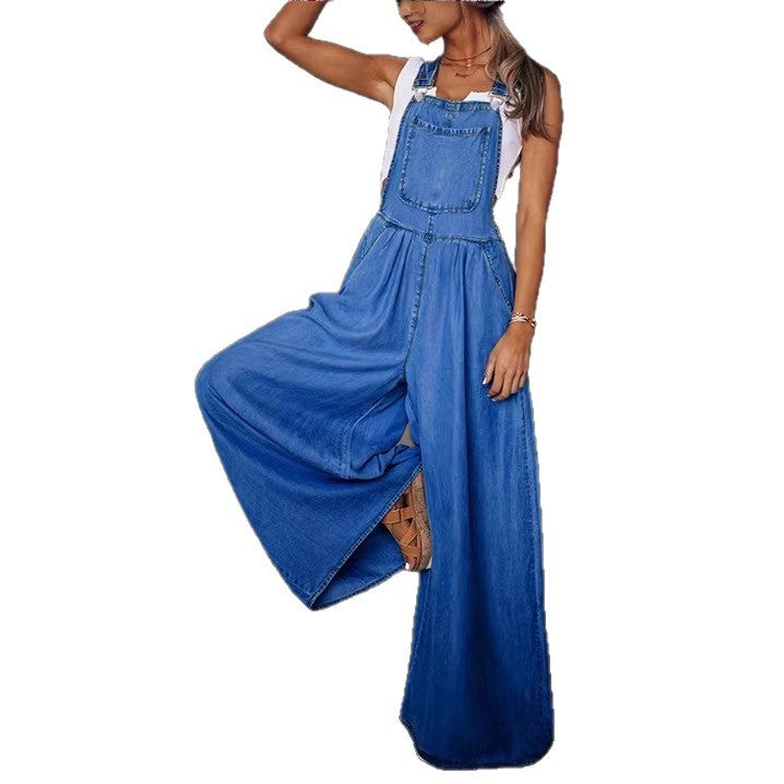Ladies Wide Overalls in Palazzo Style with Adjustable Straps Mune Fashion