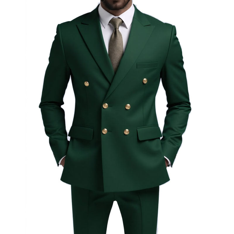 Men's double-breasted tailored suit with gold buttons Mune Fashion