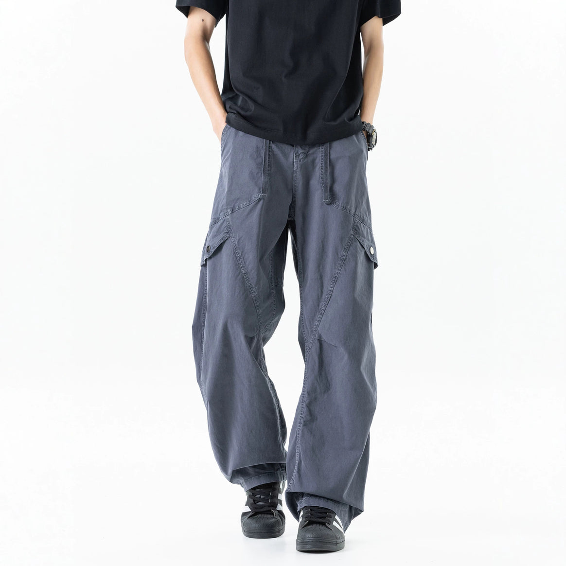 Herren Extraweite Baggy‑Cargohose im Utility‑Workwear‑Look mit elastischem Bund Mune Fashion