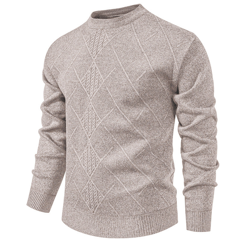 Men's fine knit pullover with diamond cable pattern, round neckline and ribbed cuffs Mune Fashion