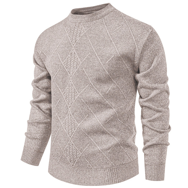 Men's fine knit pullover with diamond cable pattern, round neckline and ribbed cuffs Mune Fashion