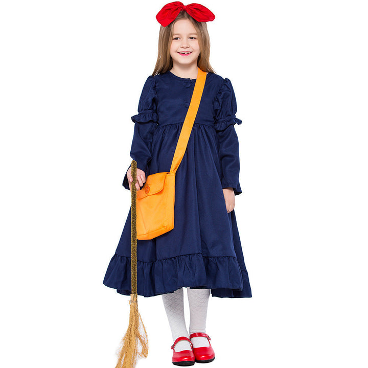 Girl Fairy Tale Witch Costume with Tulle Skirt and Ruffles Mune Fashion