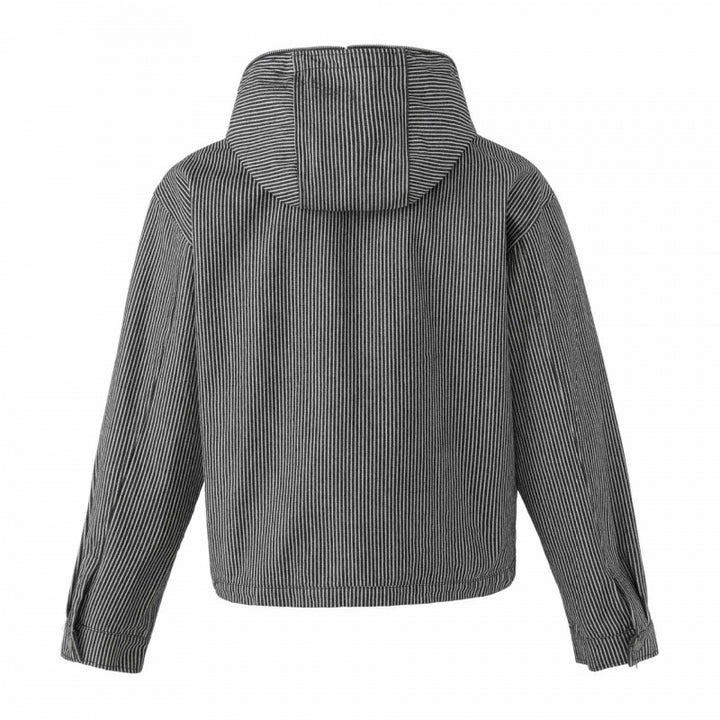 Unisex hooded jacket in boxy cut with double zipper and pinstripe look Mune Fashion