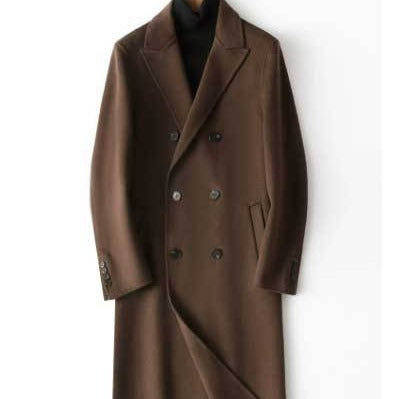 Men's Double-Breasted Wool Coat with Cashmere Blend and Slim Silhouette Mune Fashion