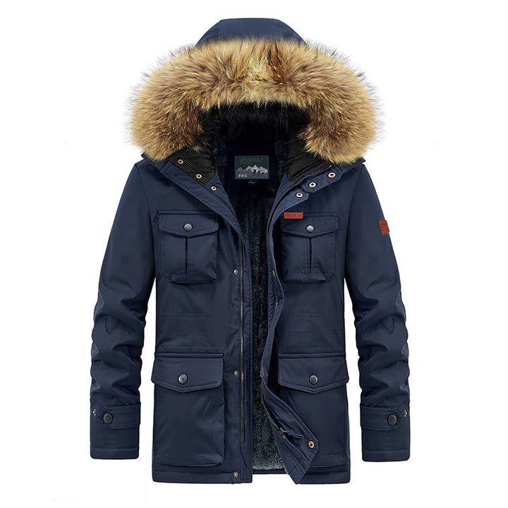Men's winter parka with faux fur hood, quilted thermal lining, and multiple pockets Mune Fashion