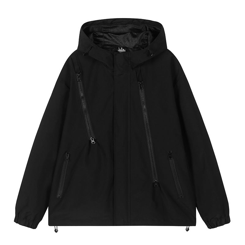 Men's nan technical hooded jacket with water-repellent softshell, angled zip pockets, and adjustable hem Mune Fashion