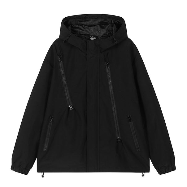Men's nan technical hooded jacket with water-repellent softshell, angled zip pockets, and adjustable hem Mune Fashion