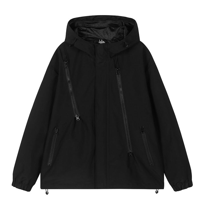 Men's nan technical hooded jacket with water-repellent softshell, angled zip pockets, and adjustable hem Mune Fashion