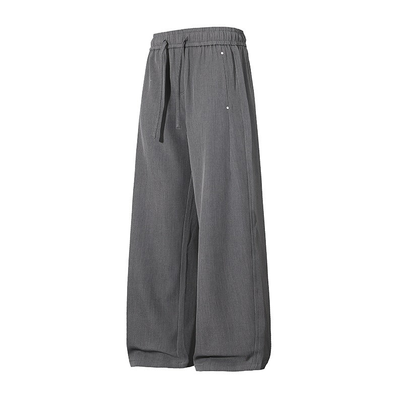 Women's Wide Palazzo Trousers with High Elastic Waistband & Drawstring Mune Fashion