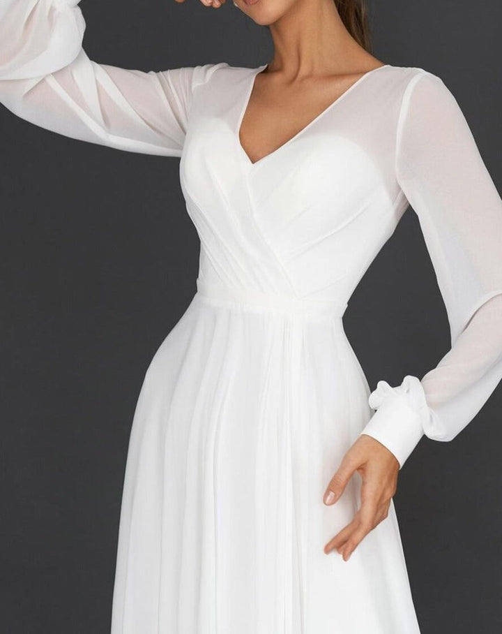 Mune Fashion Women's Midi Dress with Wrap Look and Transparent Sleeves