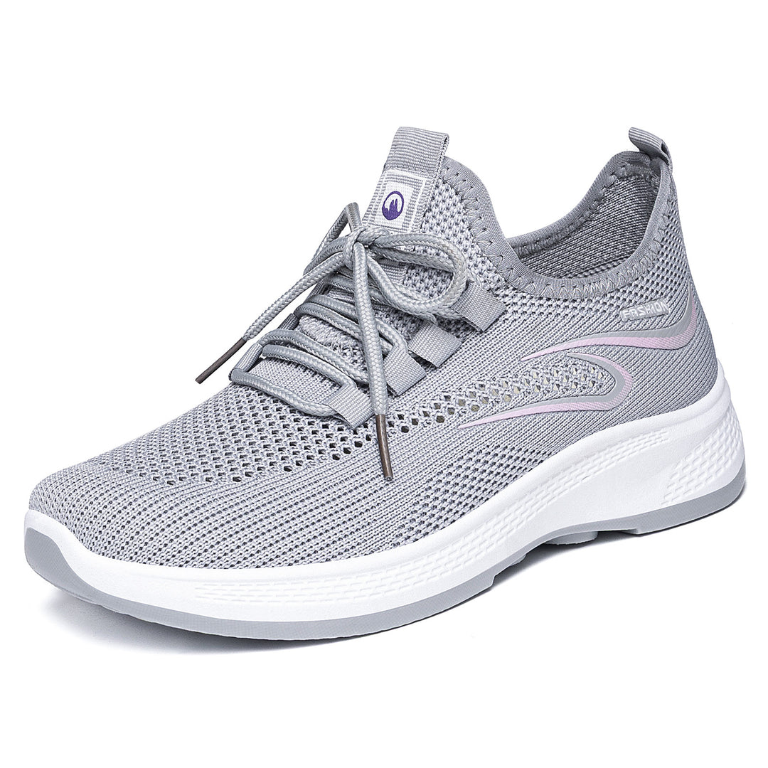 Women's breathable knitted casual sneaker with elastic lacing and shock-absorbing wedge sole Mune Fashion