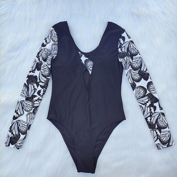 Women's Long Sleeve Swimsuit with Fashionable Butterfly Design Mune Fashion