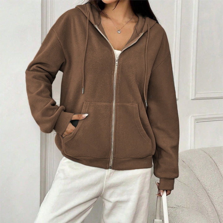 Women's Fleece Jacket with Hood and Practical Pockets Mune