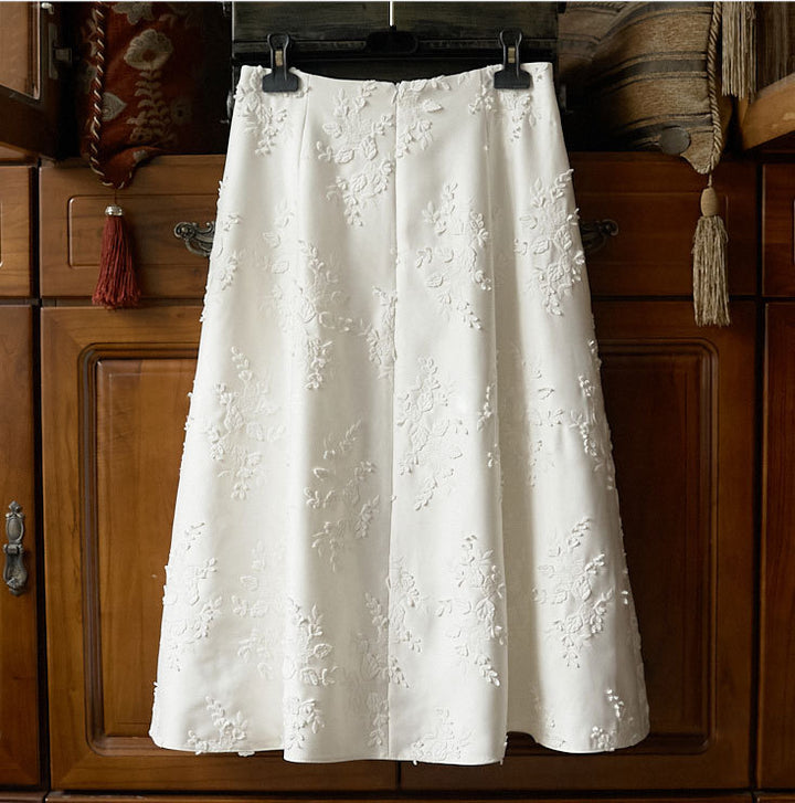 Ladies Elegant Maxi Skirt with Floral Relief Mune Fashion