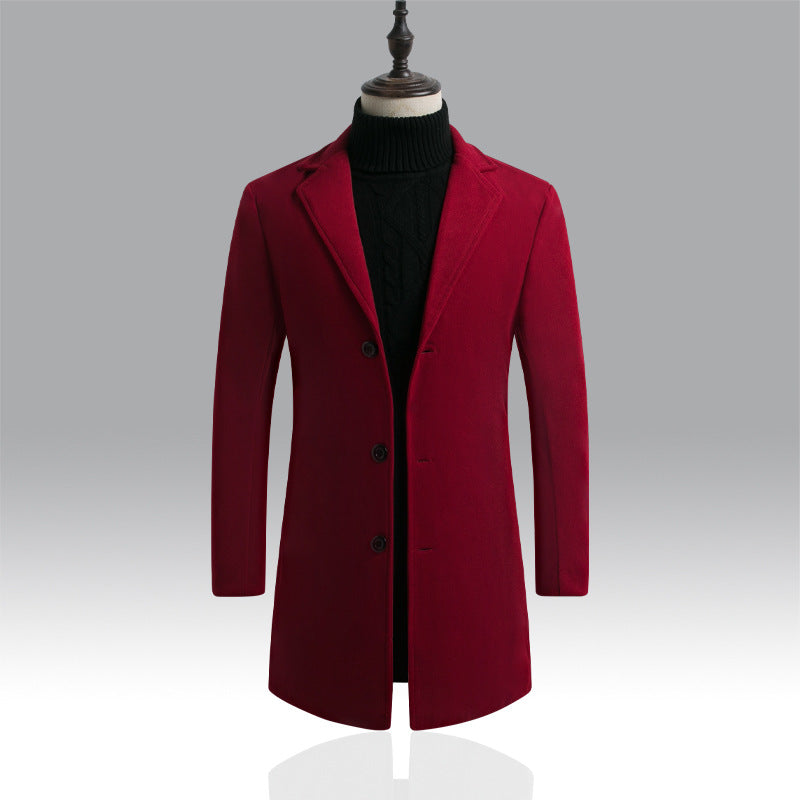 Men's Tailored Single-Breasted Wool Coat with Notched Lapel and Slim Silhouette Mune Fashion