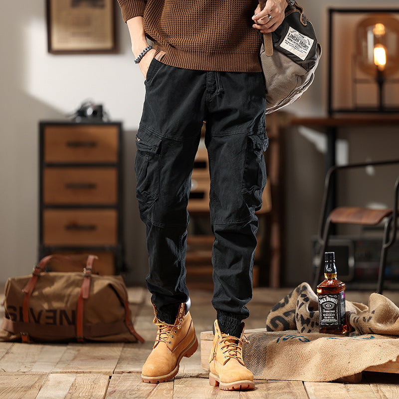 Men's Utility Cargo Pants with Elastic Cuff and Knee Reinforcement Mune Fashion