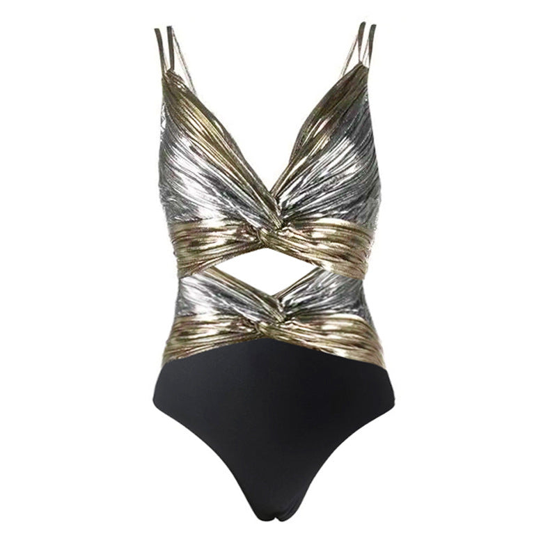 Women One-Piece Swimsuit with Elegant Ruffle Design and Asymmetrical Cut Mune Fashion