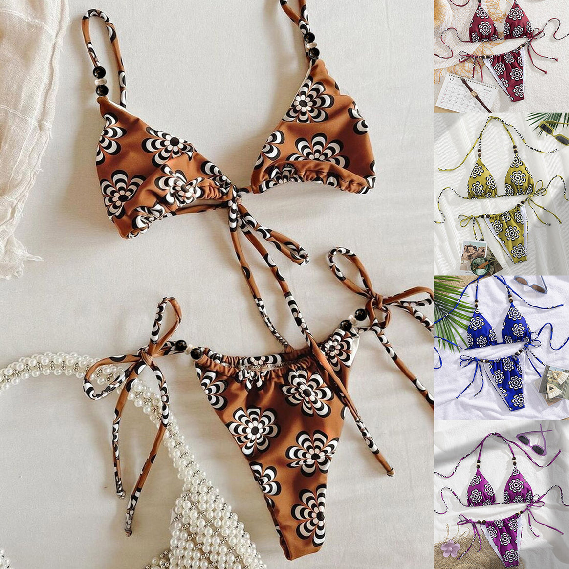 Ladies Triangle Bikini with playful tie straps Mune Fashion