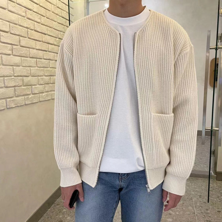 Unisex Oversized Boxy Cardigan with concealed zipper and wide ribbed structure Mune Fashion