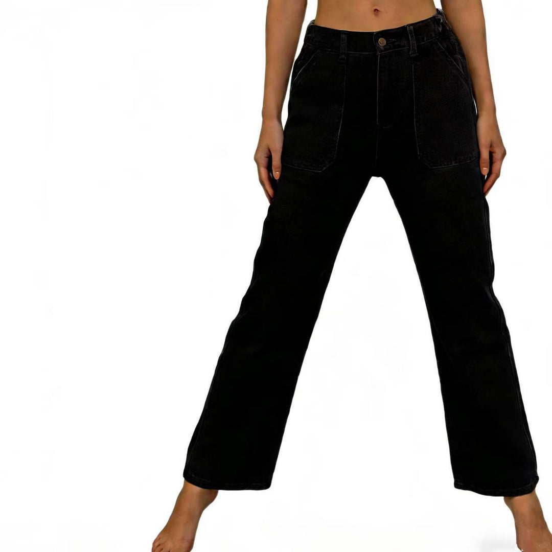 Women high-waisted Relaxed jeans with straight leg and patch front pockets Mune Fashion