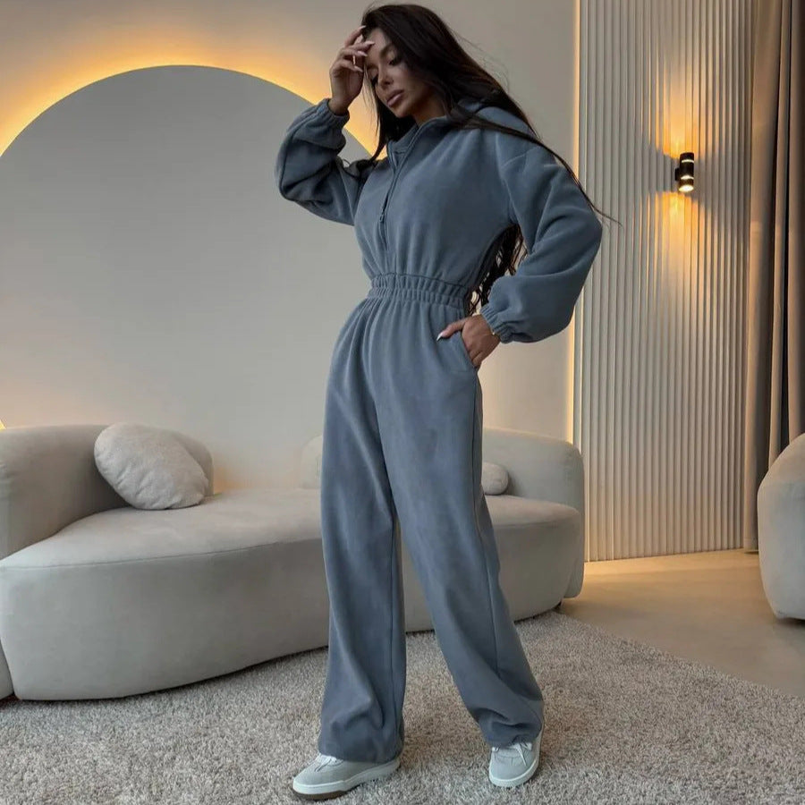 Women's Elegant and Comfortable Fleece Jumpsuit Mune Fashion