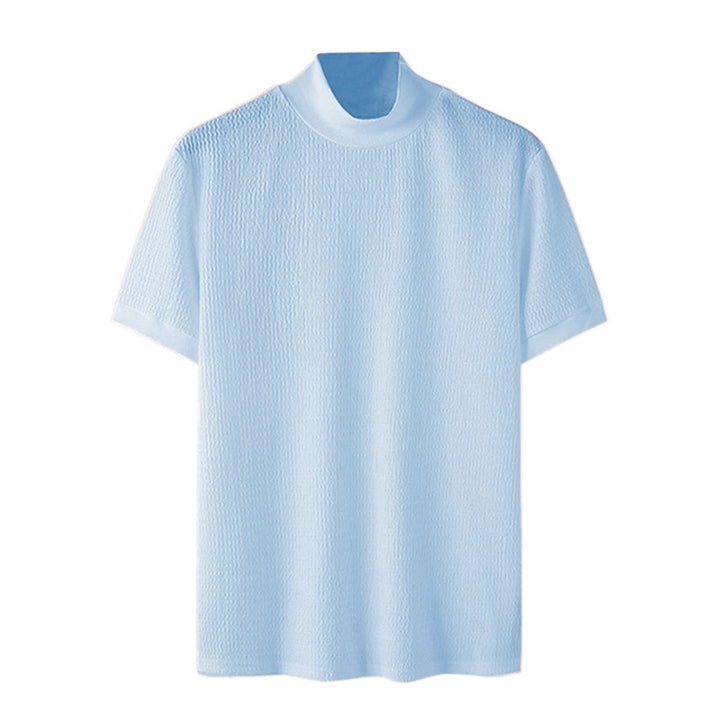 Men's short sleeve fine knit shirt with stand-up collar Mune Fashion