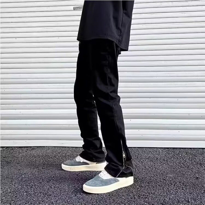 Men's Slim-Fit Zip-Ankle-Pants with Side Zipper Detail Mune Fashion