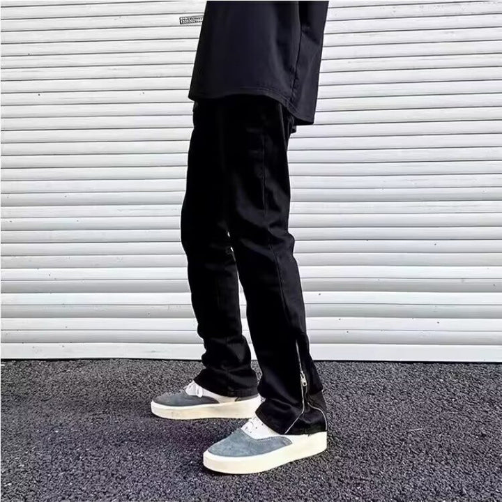 Men's Slim-Fit Zip-Ankle-Pants with Side Zipper Detail Mune Fashion