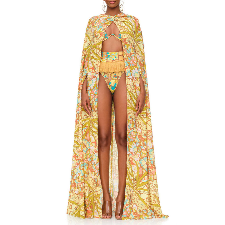 Women's bikini set with fringed hem and creative pattern Mune Fashion