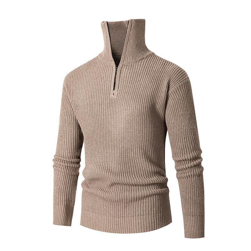 Men's structured half-zip sweater with high collar, robust rib structure and elastic cuffs Mune Fashion