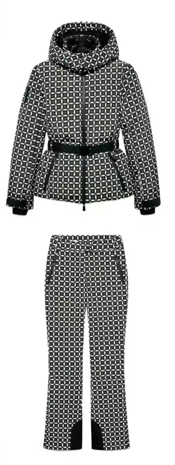 Women's Patterned Stretch Jogging Pants with Flared Leg, Elastic Drawstring Waistband and Zipper Pockets Mune Fashion