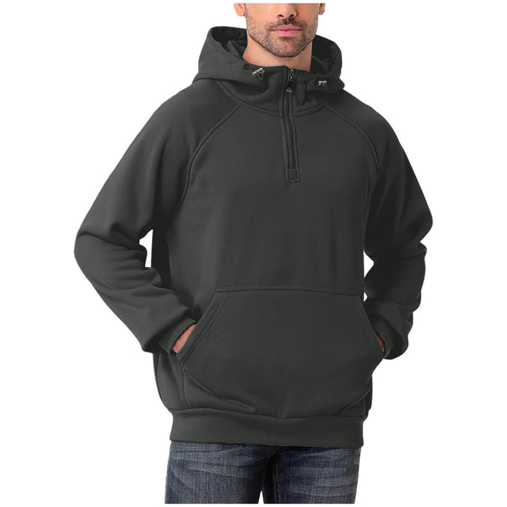 Men's half-zip hoodie with adjustable hood, kangaroo pocket, and raglan sleeves Mune Fashion