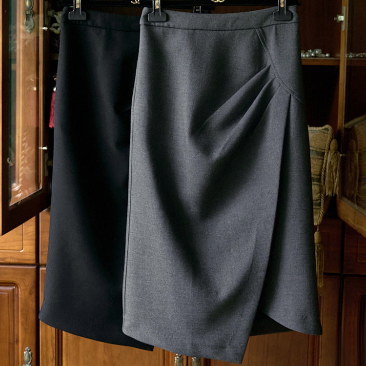 Women's Elegant Pleated Skirt with Asymmetric Design Mune Fashion