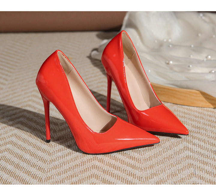 Ladies elegant pointy patent pumps with extra high stiletto heel Mune Fashion