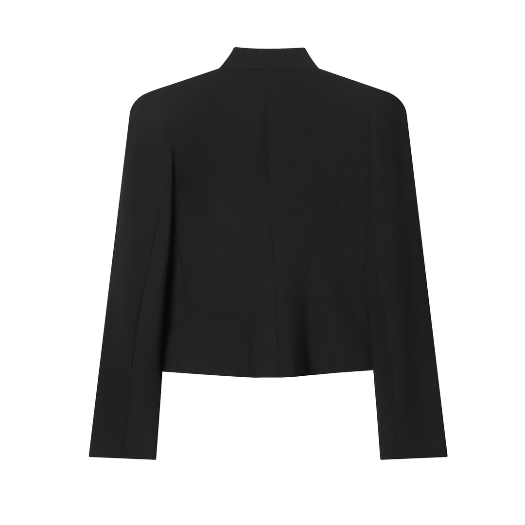 Women's short jacket with military-inspired design, featuring decorative cord trim and stand-up collar Mune Fashion